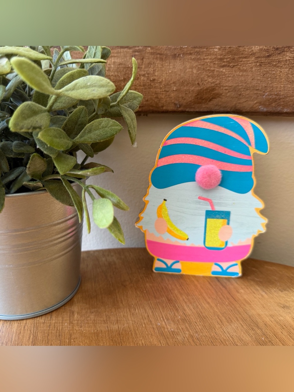 Hobby Lobby Pink and Blue Tropical summer Gnome Decor